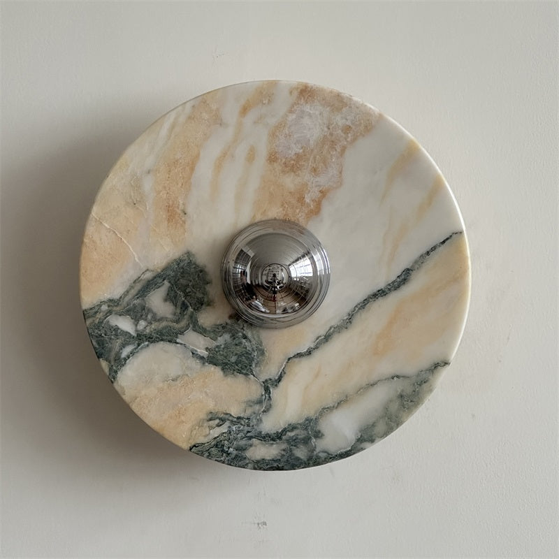 Zeno Applique Murale Ronde en Chrome, Marbre et Métal Style Minimaliste Moderne - Neutralighting
