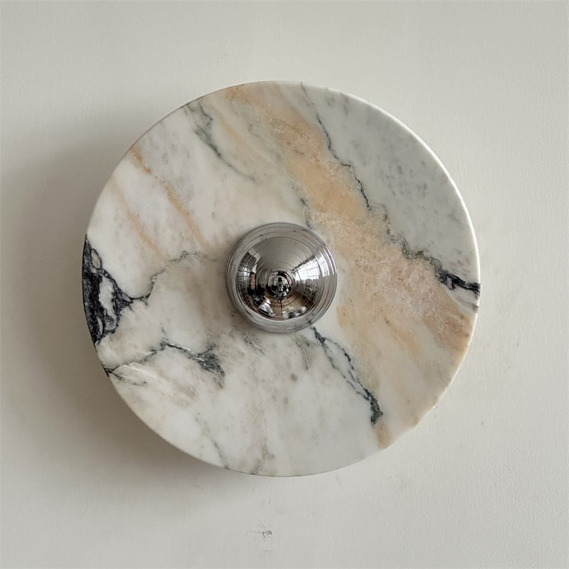 Zeno Applique Murale Ronde en Chrome, Marbre et Métal Style Minimaliste Moderne - Neutralighting