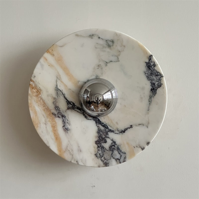 Zeno Applique Murale Ronde en Chrome, Marbre et Métal Style Minimaliste Moderne - Neutralighting