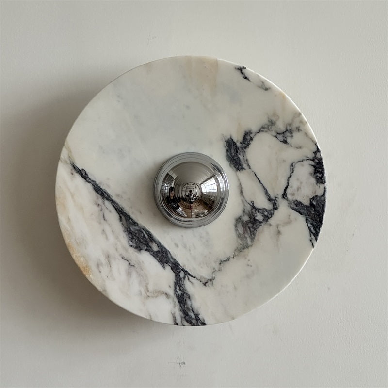 Zeno Applique Murale Ronde en Chrome, Marbre et Métal Style Minimaliste Moderne - Neutralighting