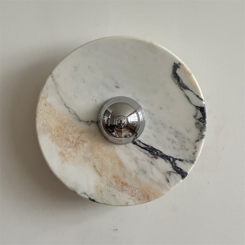 Zeno Applique Murale Ronde en Chrome, Marbre et Métal Style Minimaliste Moderne - Neutralighting