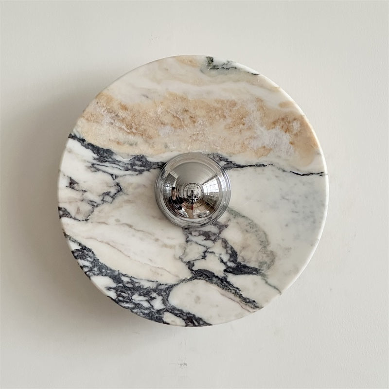 Zeno Applique Murale Ronde en Chrome, Marbre et Métal Style Minimaliste Moderne - Neutralighting