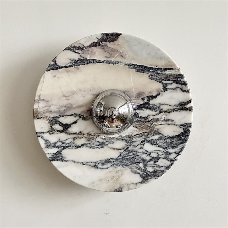 Zeno Applique Murale Ronde en Chrome, Marbre et Métal Style Minimaliste Moderne - Neutralighting