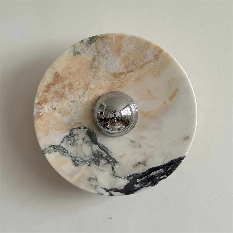 Zeno Applique Murale Ronde en Chrome, Marbre et Métal Style Minimaliste Moderne - Neutralighting