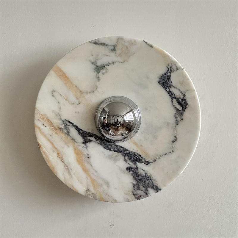 Zeno Applique Murale Ronde en Chrome, Marbre et Métal Style Minimaliste Moderne - Neutralighting
