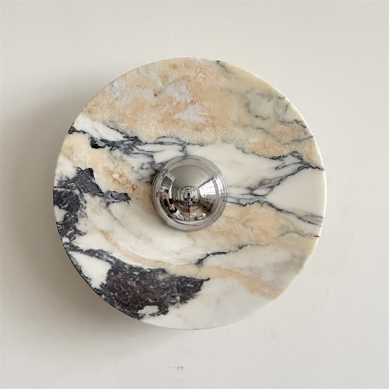 Zeno Applique Murale Ronde en Chrome, Marbre et Métal Style Minimaliste Moderne - Neutralighting