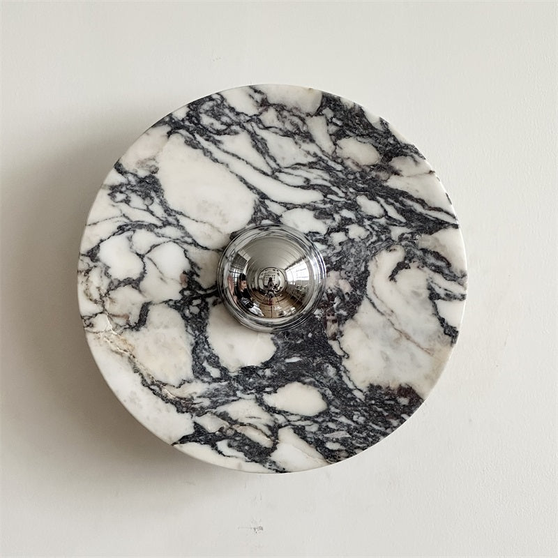 Zeno Applique Murale Ronde en Chrome, Marbre et Métal Style Minimaliste Moderne - Neutralighting