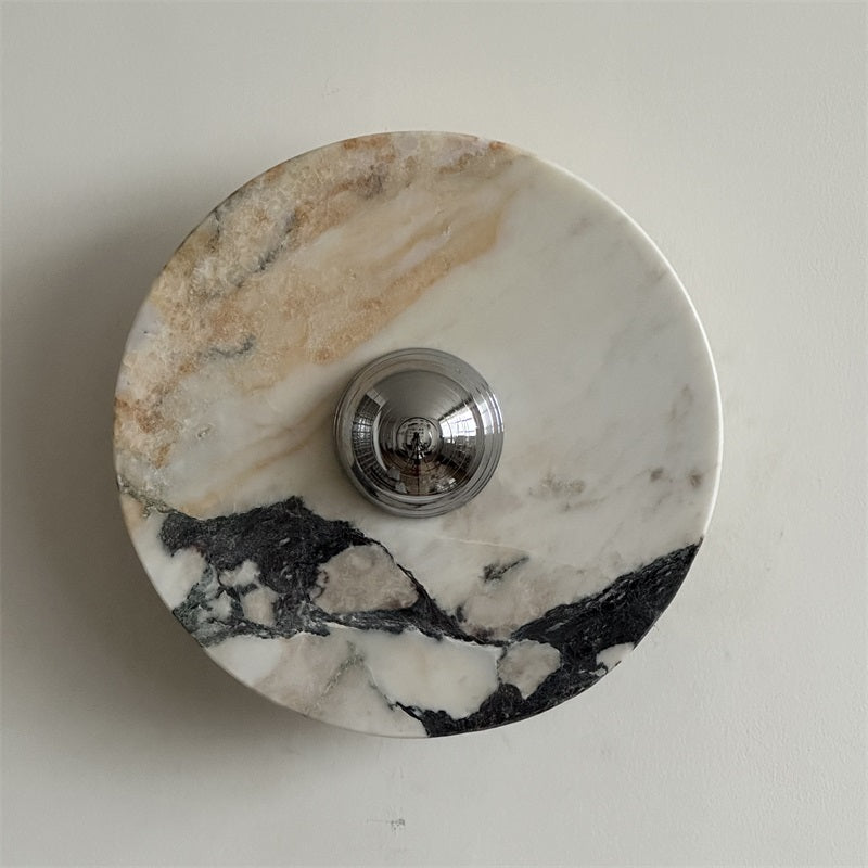 Zeno Applique Murale Ronde en Chrome, Marbre et Métal Style Minimaliste Moderne - Neutralighting