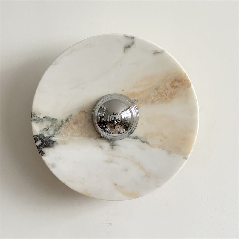 Zeno Applique Murale Ronde en Chrome, Marbre et Métal Style Minimaliste Moderne - Neutralighting