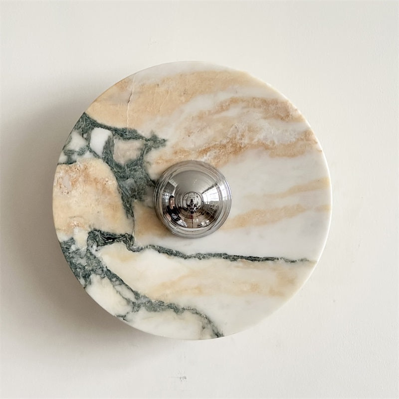 Zeno Applique Murale Ronde en Chrome, Marbre et Métal Style Minimaliste Moderne - Neutralighting
