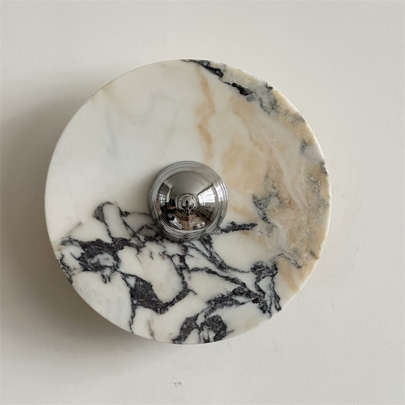 Zeno Applique Murale Ronde en Chrome, Marbre et Métal Style Minimaliste Moderne - Neutralighting