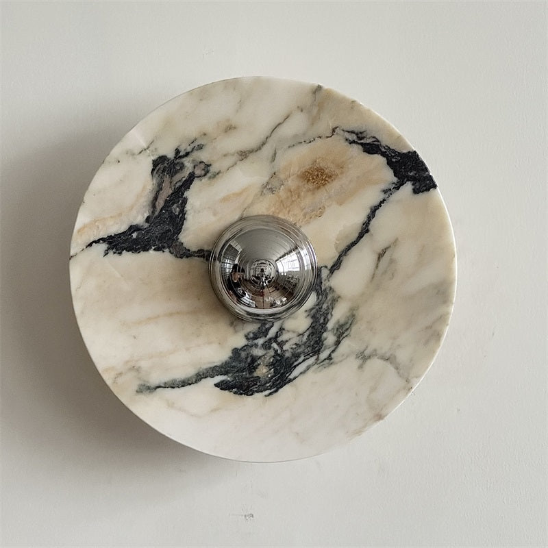 Zeno Applique Murale Ronde en Chrome, Marbre et Métal Style Minimaliste Moderne - Neutralighting