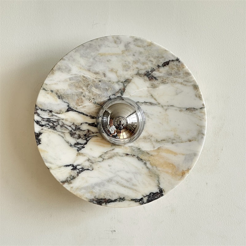 Zeno Applique Murale Ronde en Chrome, Marbre et Métal Style Minimaliste Moderne - Neutralighting