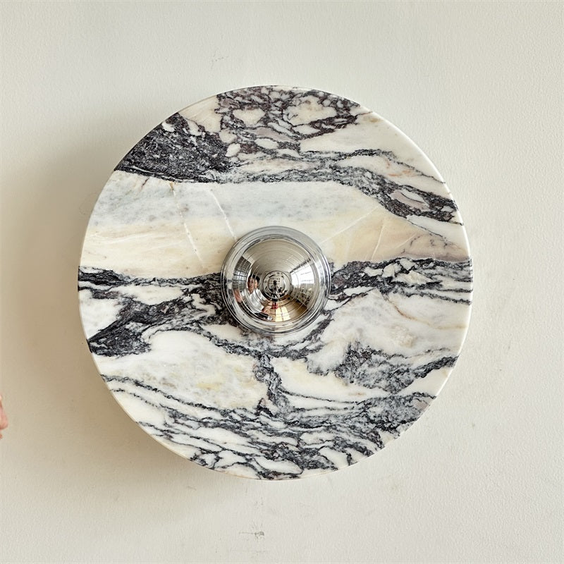 Zeno Applique Murale Ronde en Chrome, Marbre et Métal Style Minimaliste Moderne - Neutralighting
