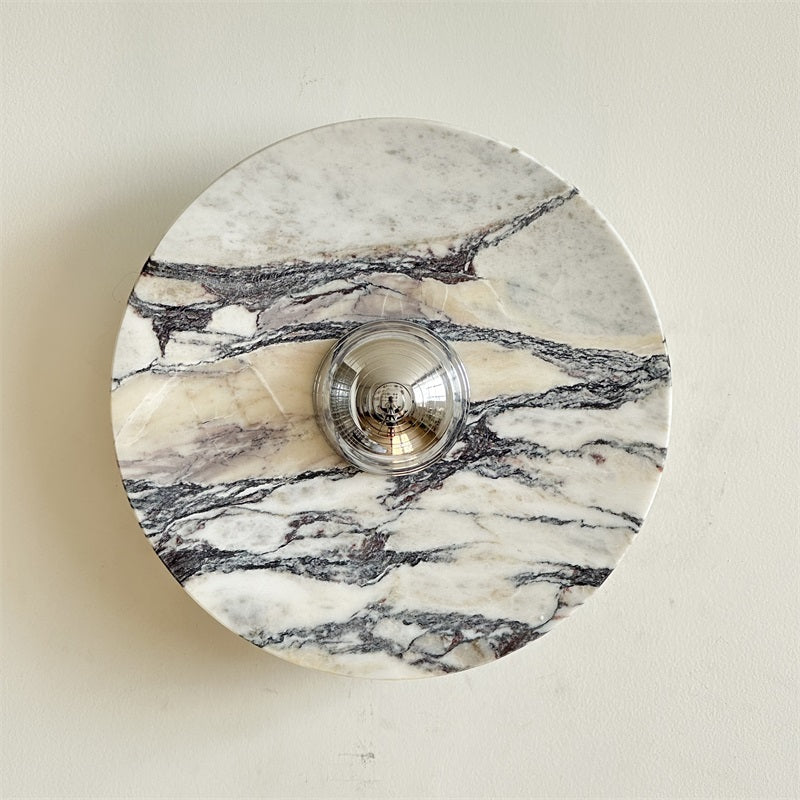 Zeno Applique Murale Ronde en Chrome, Marbre et Métal Style Minimaliste Moderne - Neutralighting
