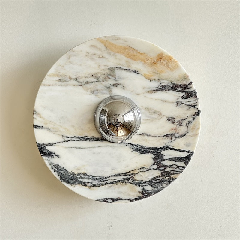 Zeno Applique Murale Ronde en Chrome, Marbre et Métal Style Minimaliste Moderne - Neutralighting