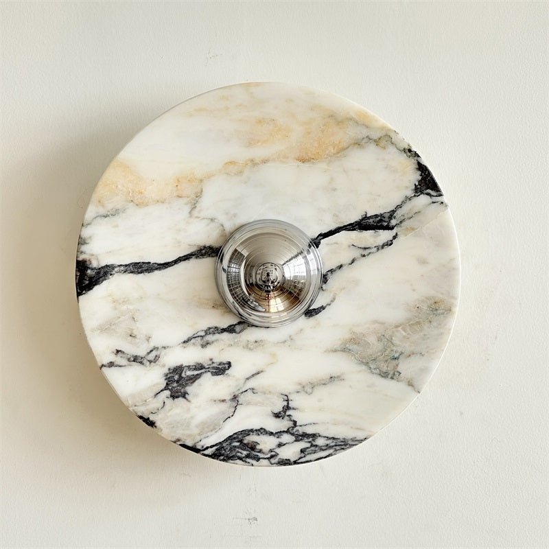 Zeno Applique Murale Ronde en Chrome, Marbre et Métal Style Minimaliste Moderne - Neutralighting
