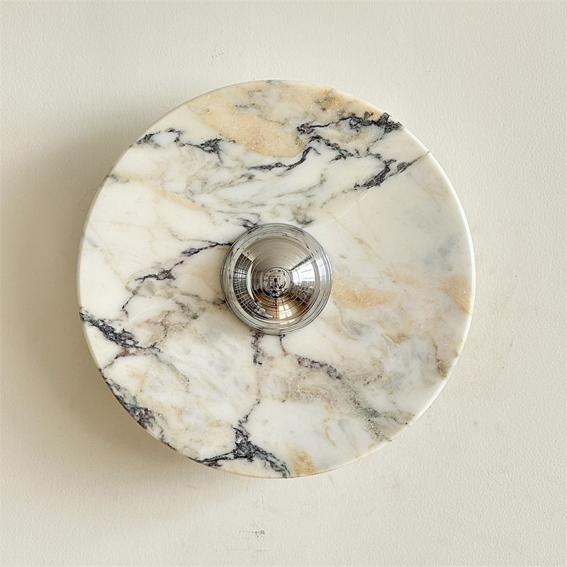 Zeno Applique Murale Ronde en Chrome, Marbre et Métal Style Minimaliste Moderne - Neutralighting