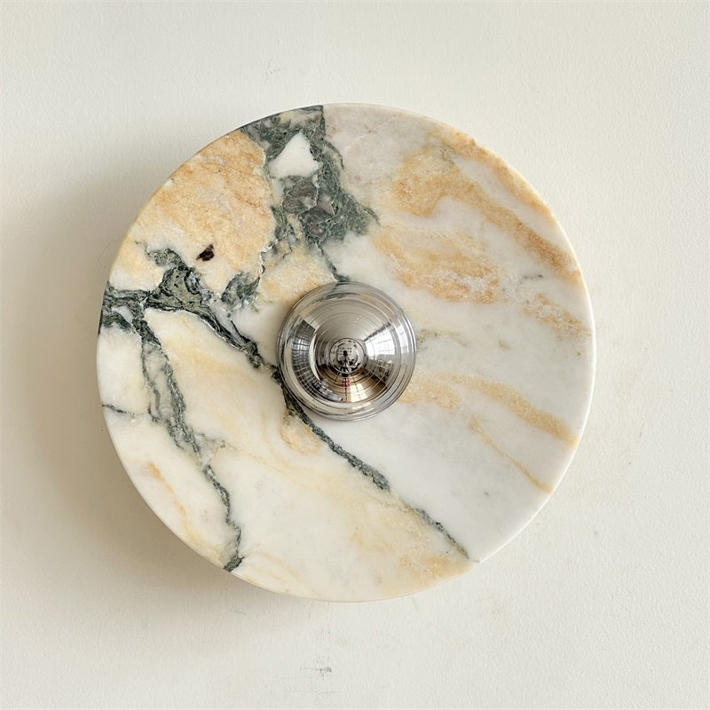 Zeno Applique Murale Ronde en Chrome, Marbre et Métal Style Minimaliste Moderne - Neutralighting