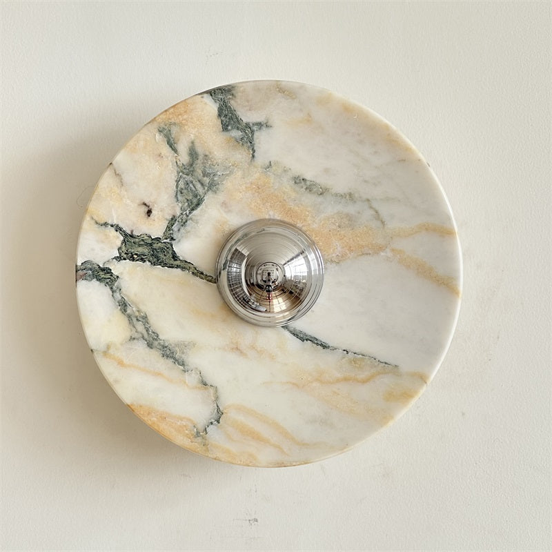 Zeno Applique Murale Ronde en Chrome, Marbre et Métal Style Minimaliste Moderne - Neutralighting