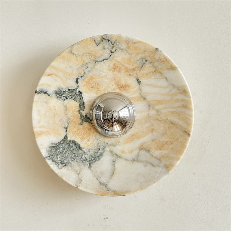 Zeno Applique Murale Ronde en Chrome, Marbre et Métal Style Minimaliste Moderne - Neutralighting