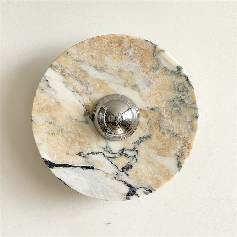 Zeno Applique Murale Ronde en Chrome, Marbre et Métal Style Minimaliste Moderne - Neutralighting