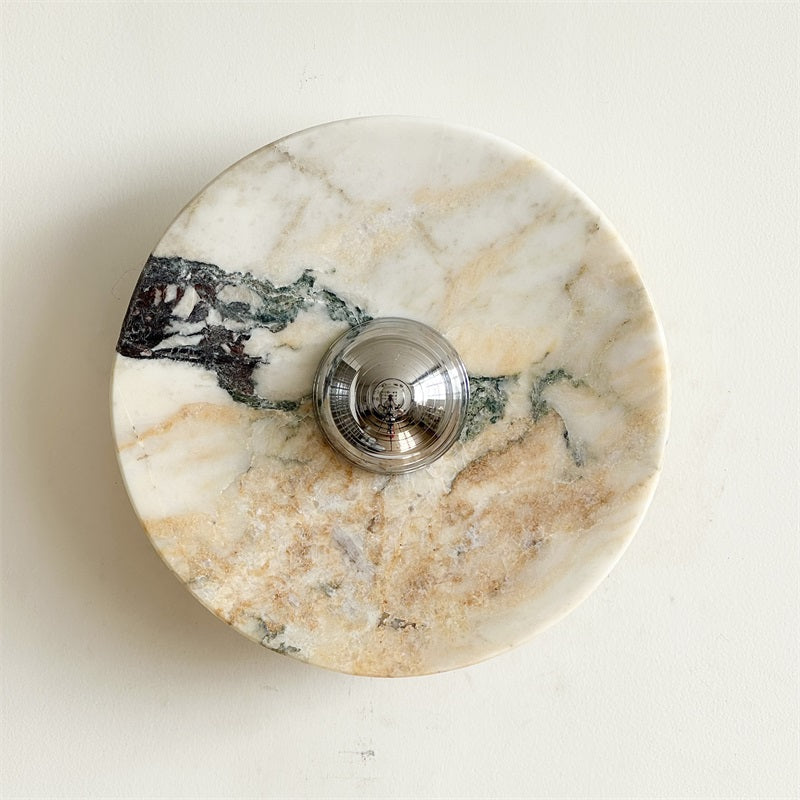 Zeno Applique Murale Ronde en Chrome, Marbre et Métal Style Minimaliste Moderne - Neutralighting