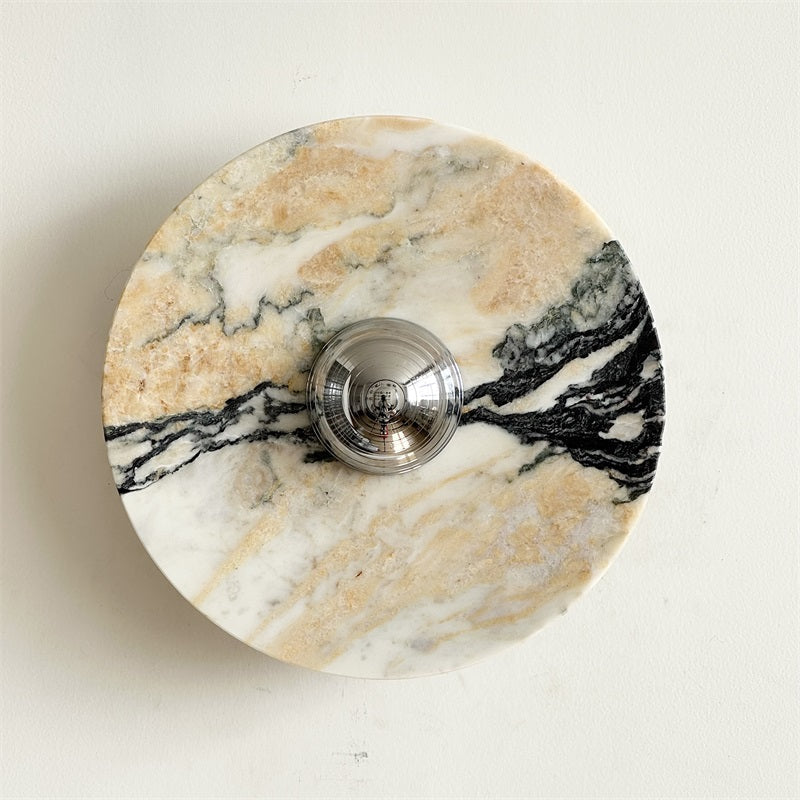 Zeno Applique Murale Ronde en Chrome, Marbre et Métal Style Minimaliste Moderne - Neutralighting