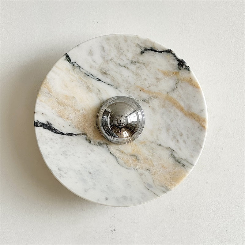 Zeno Applique Murale Ronde en Chrome, Marbre et Métal Style Minimaliste Moderne - Neutralighting