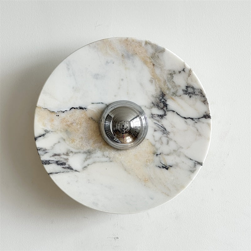 Zeno Applique Murale Ronde en Chrome, Marbre et Métal Style Minimaliste Moderne - Neutralighting