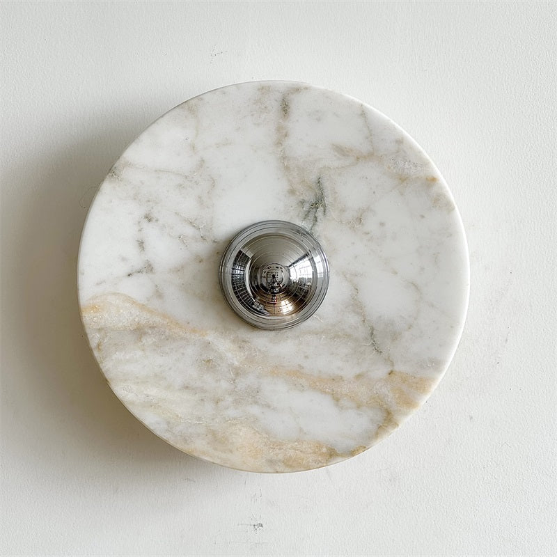 Zeno Applique Murale Ronde en Chrome, Marbre et Métal Style Minimaliste Moderne - Neutralighting