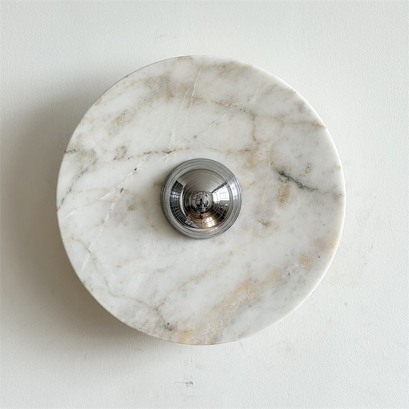 Zeno Applique Murale Ronde en Chrome, Marbre et Métal Style Minimaliste Moderne - Neutralighting