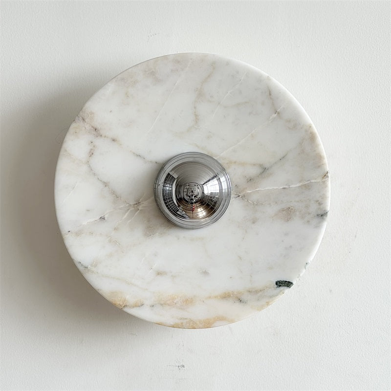 Zeno Applique Murale Ronde en Chrome, Marbre et Métal Style Minimaliste Moderne - Neutralighting