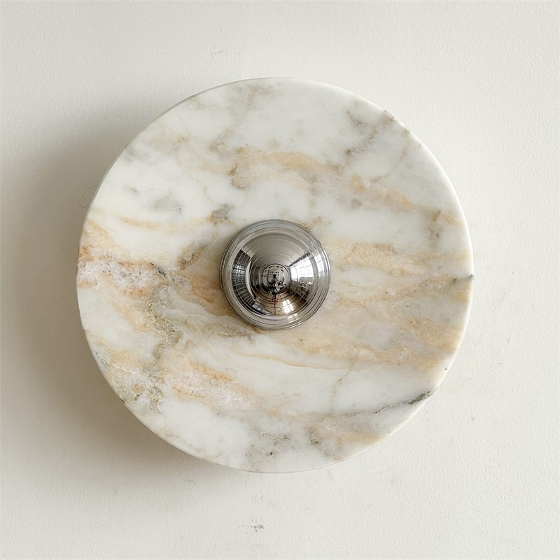 Zeno Applique Murale Ronde en Chrome, Marbre et Métal Style Minimaliste Moderne - Neutralighting