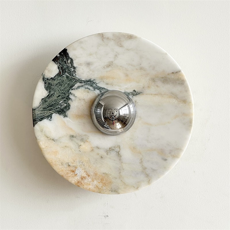 Zeno Applique Murale Ronde en Chrome, Marbre et Métal Style Minimaliste Moderne - Neutralighting