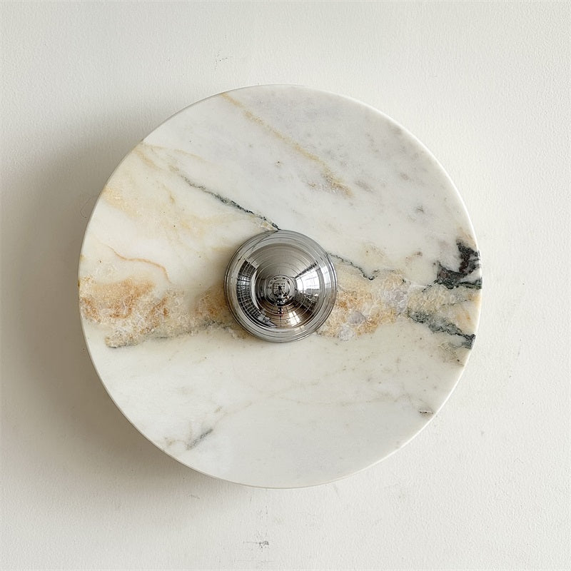 Zeno Applique Murale Ronde en Chrome, Marbre et Métal Style Minimaliste Moderne - Neutralighting