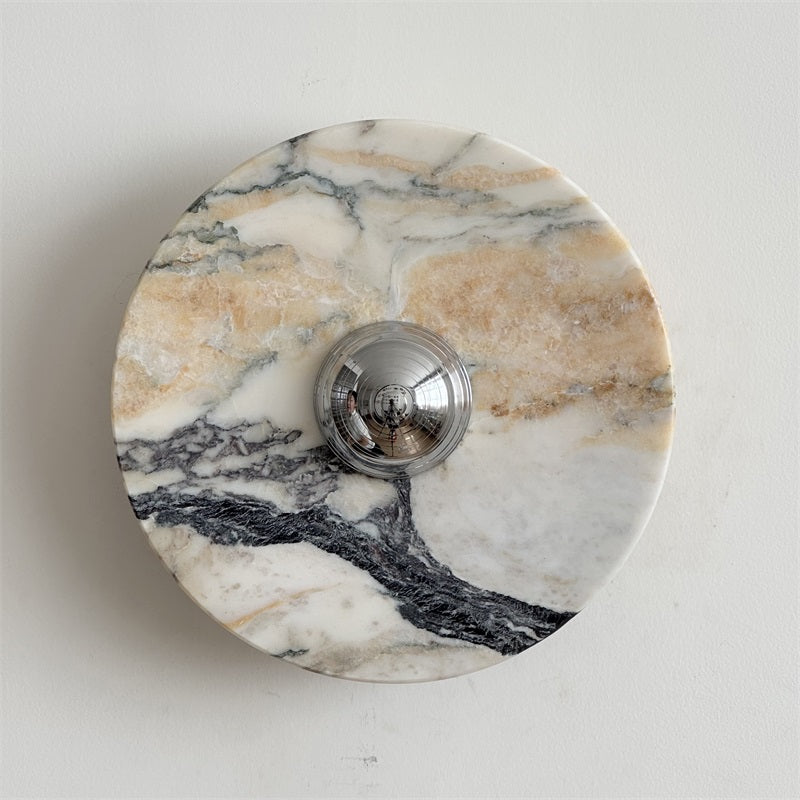 Zeno Applique Murale Ronde en Chrome, Marbre et Métal Style Minimaliste Moderne - Neutralighting