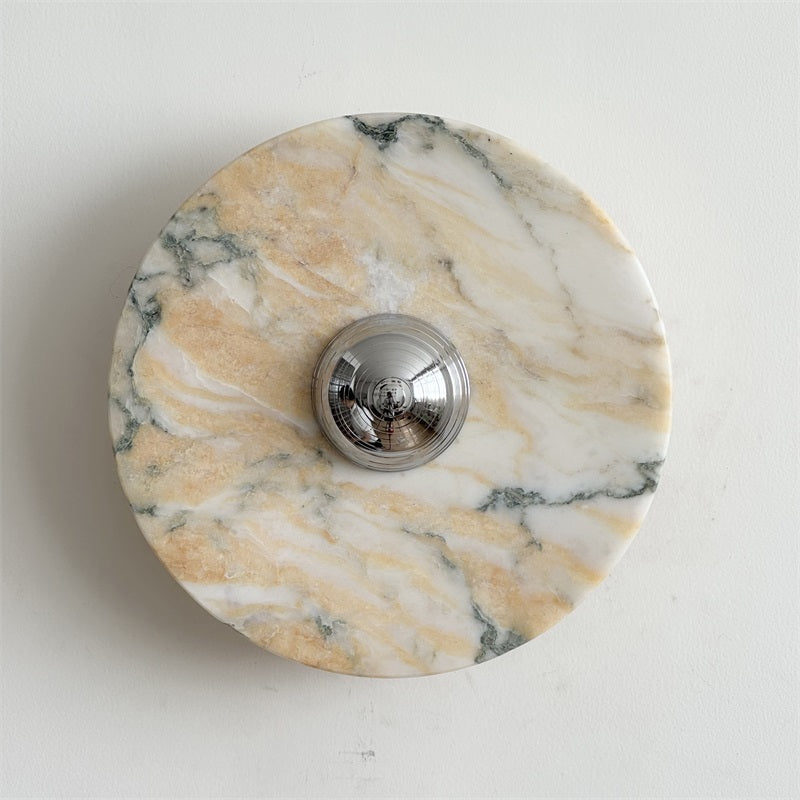 Zeno Applique Murale Ronde en Chrome, Marbre et Métal Style Minimaliste Moderne - Neutralighting