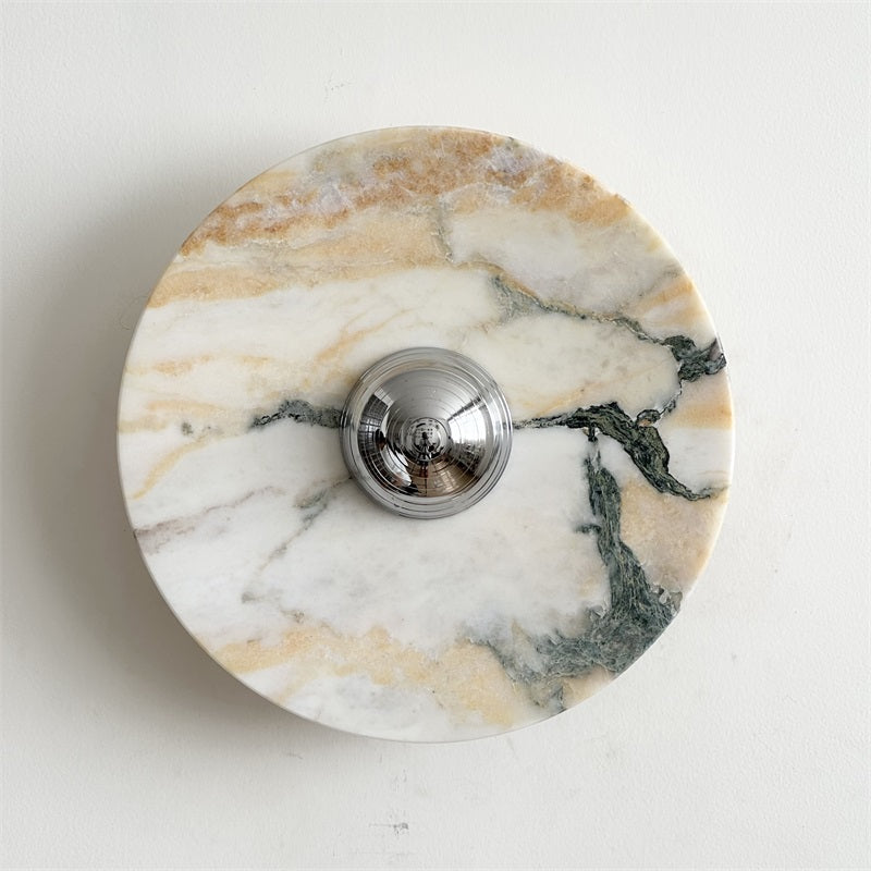 Zeno Applique Murale Ronde en Chrome, Marbre et Métal Style Minimaliste Moderne - Neutralighting