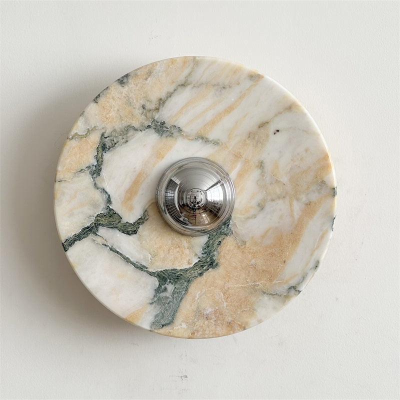 Zeno Applique Murale Ronde en Chrome, Marbre et Métal Style Minimaliste Moderne - Neutralighting