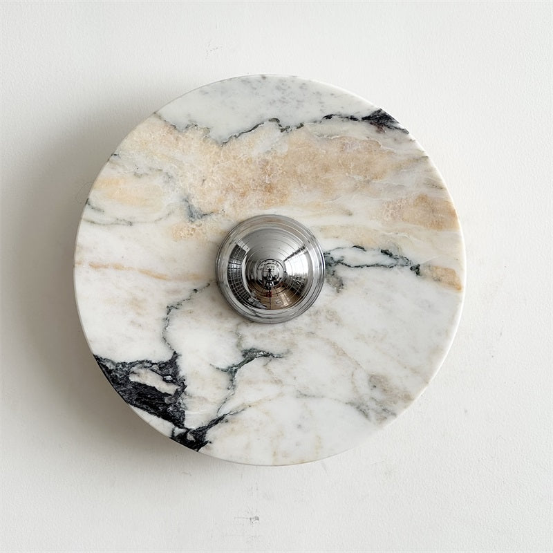 Zeno Applique Murale Ronde en Chrome, Marbre et Métal Style Minimaliste Moderne - Neutralighting