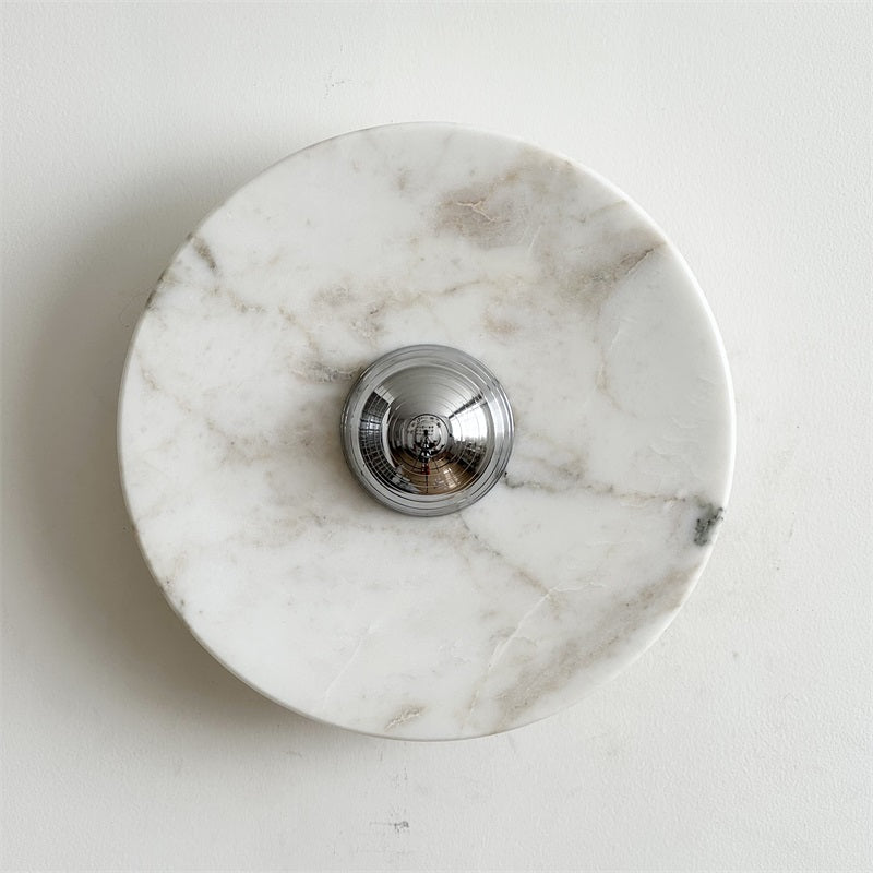Zeno Applique Murale Ronde en Chrome, Marbre et Métal Style Minimaliste Moderne - Neutralighting