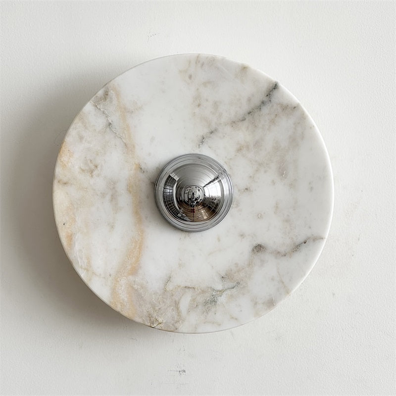 Zeno Applique Murale Ronde en Chrome, Marbre et Métal Style Minimaliste Moderne - Neutralighting