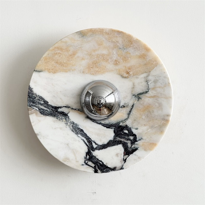 Zeno Applique Murale Ronde en Chrome, Marbre et Métal Style Minimaliste Moderne - Neutralighting