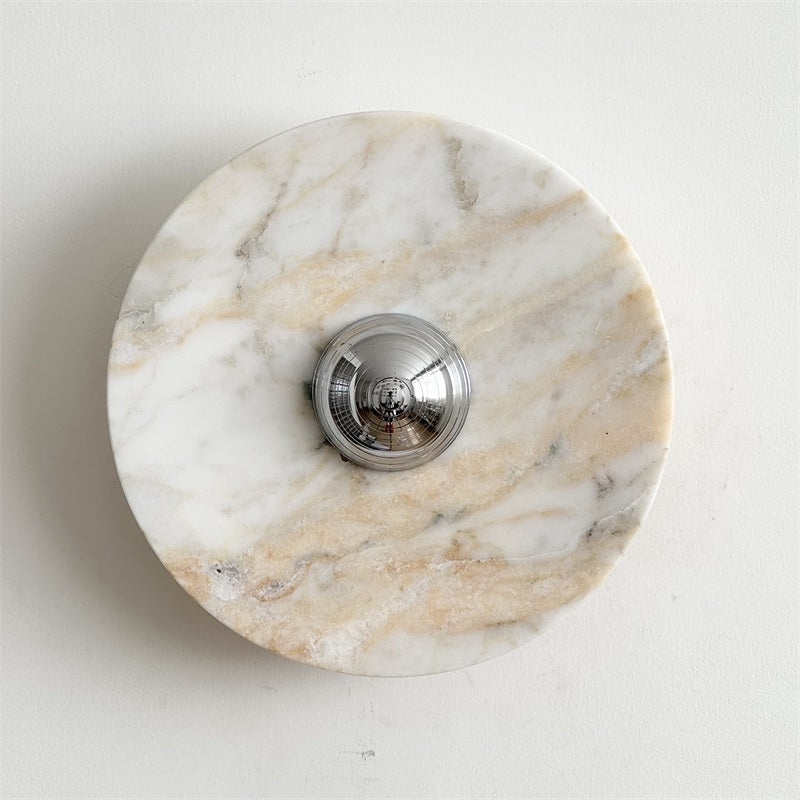 Zeno Applique Murale Ronde en Chrome, Marbre et Métal Style Minimaliste Moderne - Neutralighting