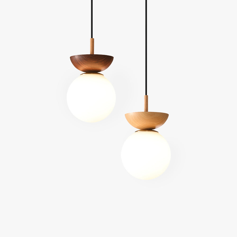 Valentina Nordique Japonais Glob LED Plafonnier/Suspension Métal Verre Chambre à coucher, Burlywood - Neutralighting