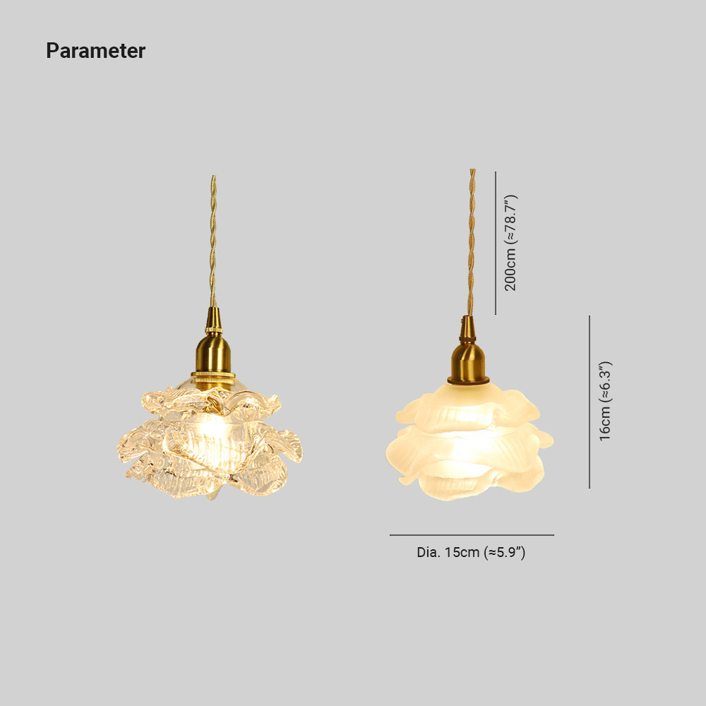 Valentina Romantique Rétro Rose Suspension Clair Verre Chambre à coucher - Neutralighting