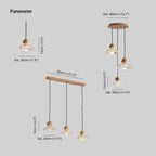 Valentina Rétro LED Suspension Bois Verre Salon/Chambre À Coucher - Neutralighting