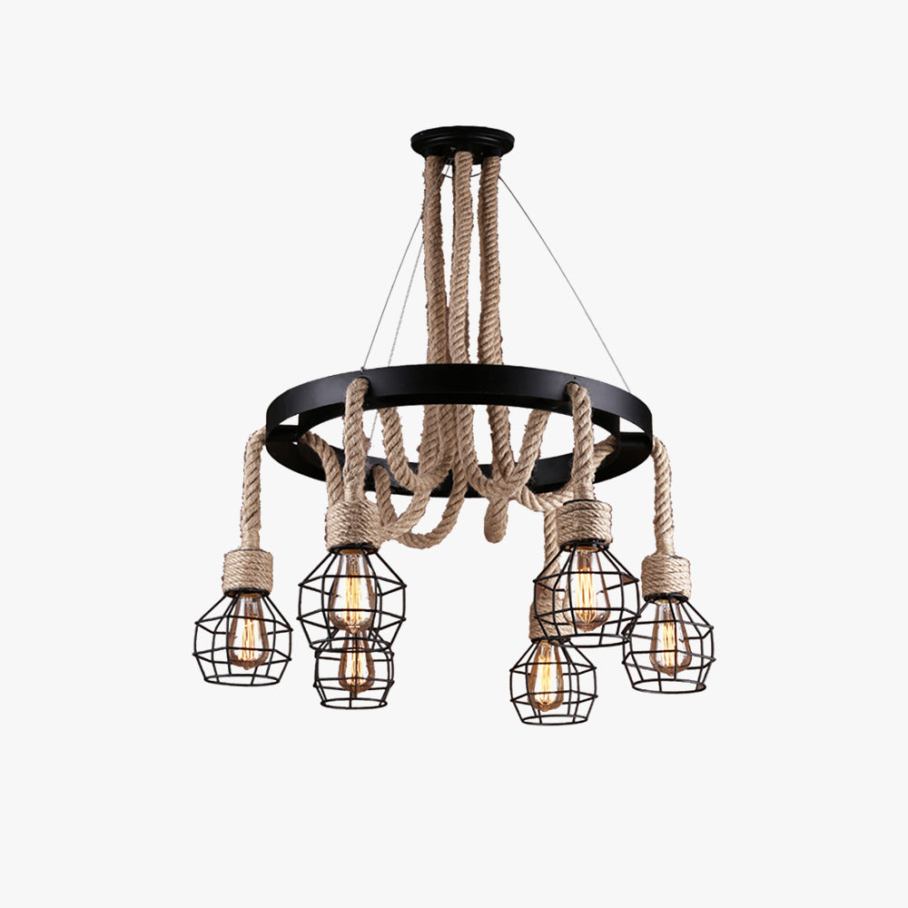 Epoch Industriel LED Lustre Lin Métal/Corde Forgé Chambre À Coucher - Neutralighting