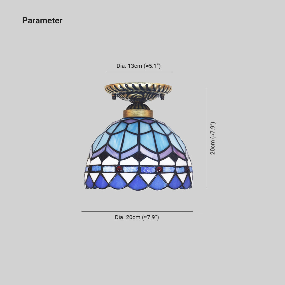 Tiffany Vintage LED Plafonnier Métal/Verre Chambre À Coucher - Neutralighting